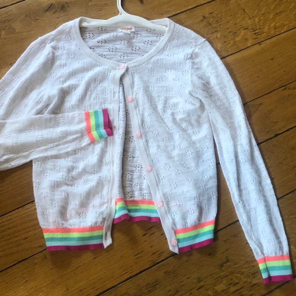 Cat & Jack girls rainbow cuff sweater size 10/12